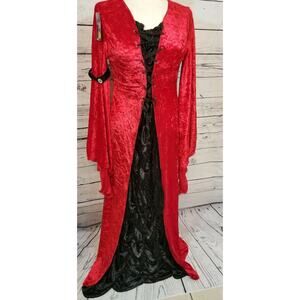 Fun World M 8-10 Black Red Gothic Vampiress Medieval Vampire Goth Costume Dress